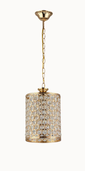 Светильник подвесной (подвес) Rivoli Tanja 4012-211 потолочный 1 х Е27 40 Вт золото хрусталь классика