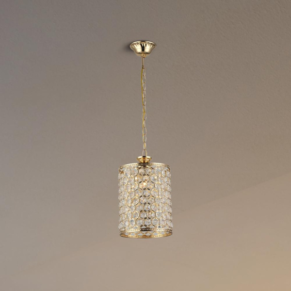 Светильник подвесной (подвес) Rivoli Tanja 4012-211 потолочный 1 х Е27 40 Вт золото хрусталь классика