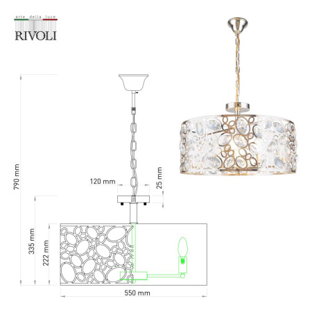 Люстра  Rivoli Reina 4142-208 8 х Е14 40 Вт дизайн