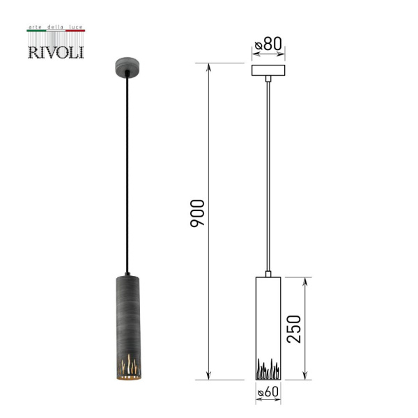 Светильник подвесной (подвес) Rivoli Lethe 3123-201 1 х Е14 40 Вт модерн потолочный