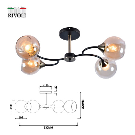 Люстра  Rivoli Lore 9072-304 4 x E27 60 Вт модерн