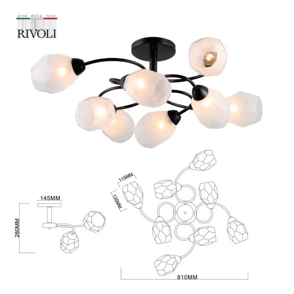 Люстра  Rivoli Gloria 9089-308 8 * Е14 40 Вт модерн