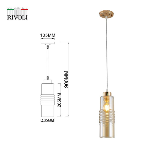 Светильник подвесной (подвес) Rivoli Viviane 9107-201 1 * Е27 60 Вт модерн потолочный