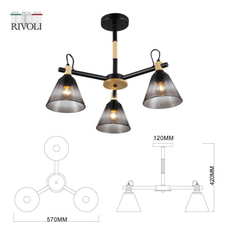 Люстра Rivoli Elmira 9117-303 3 * Е27 40 Вт модерн