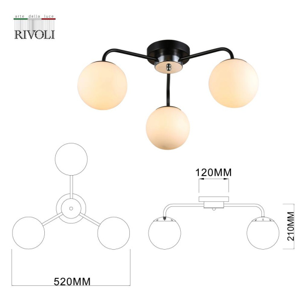 Люстра Rivoli Florentina 9118-303 3 * Е27 40 Вт модерн