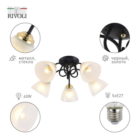 Люстра Rivoli Luiza 9140-305 5 х Е27 60 Вт модерн
