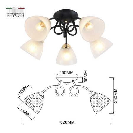 Люстра Rivoli Luiza 9140-305 5 х Е27 60 Вт модерн