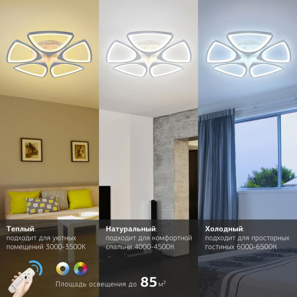 Светильник потолочный светодиодный Rivoli Anina 6079-105 с пультом 170 Вт 4000К - 6000К LED модерн