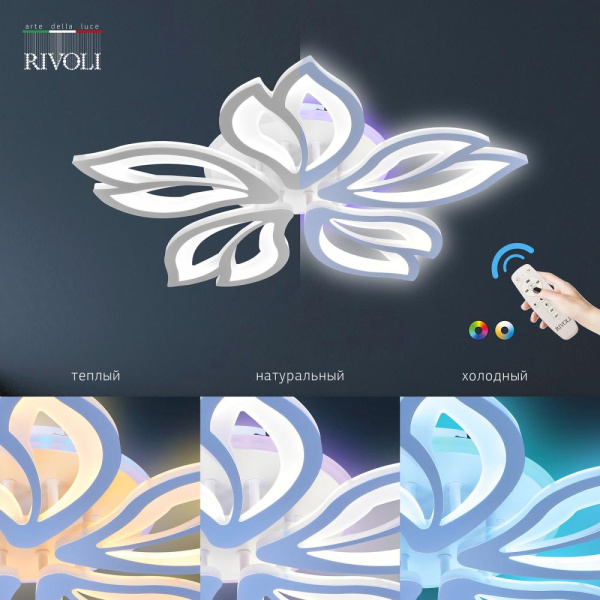 Светильник потолочный светодиодный Rivoli Claudia 6087-105 с пультом 110 Вт + 7 Вт 4000К - 6000К LED модерн