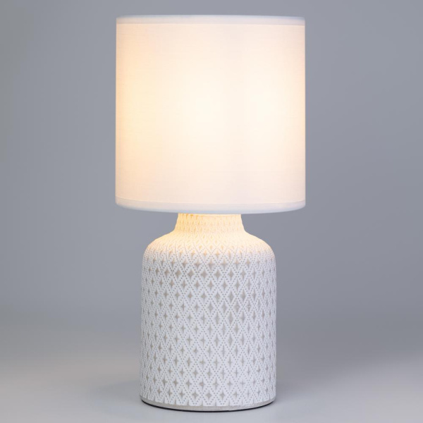 Настольная лампа Rivoli Sabrina 7043-502 1 * Е14 40 Вт керамика белая с абажуром