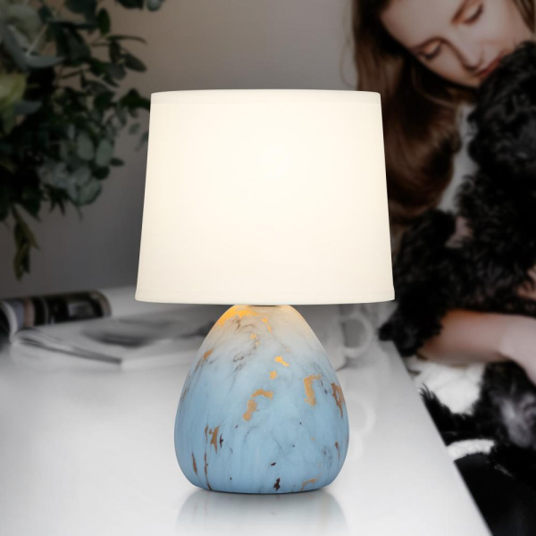 Настольная лампа Rivoli Damaris 7048-501 1 * Е14 40 Вт керамика серая с золотом с абажуром