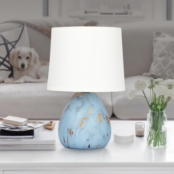 Настольная лампа Rivoli Damaris 7048-501 1 * Е14 40 Вт керамика серая с золотом с абажуром