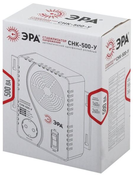 СНК-500-У ЭРА Стабилизатор напр. компакт, универс., 160-260В/220В, 500ВА (6/144)