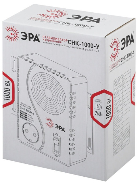 СНК-1000-У ЭРА Стабилизатор напр. компакт, универс., 160-260В/220В, 1000ВА (6/144)