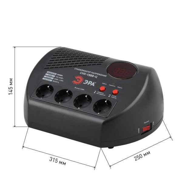 СНК-1500-Ц ЭРА Стабилизатор напр. компакт, ц.д., 160-260В/220В, 1500ВА (4/48)