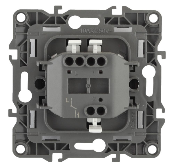 12-1001-06 ЭРА Выключатель, 10АХ-250В, IP20, без м.лапок, Эра12, чёрный (10/100/2500)