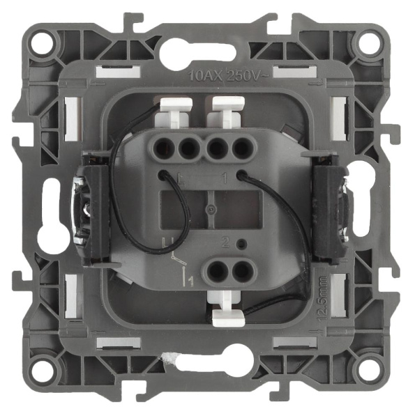 12-1102-06 ЭРА Выключатель с подсветкой, 10АХ-250В, IP20, Эра12, чёрный (10/100/3200)