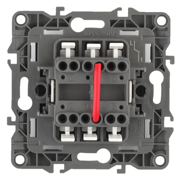 12-1004-03 ЭРА Выключатель двойной, 10АХ-250В, IP20, без м.лапок, Эра12, алюминий (10/100/2500)