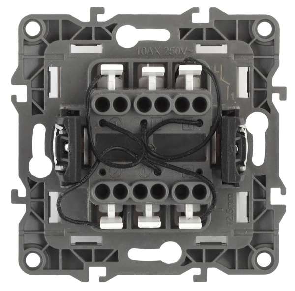 12-1105-05 ЭРА Выключатель двойной с подсветкой, 10АХ-250В, IP20, Эра12, антрацит (10/100/2500)