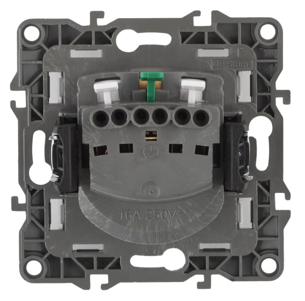 12-2101-05 ЭРА Розетка 2P+E Schuko, 16A-250В, IP20, Эра12, антрацит (10/100/2800)