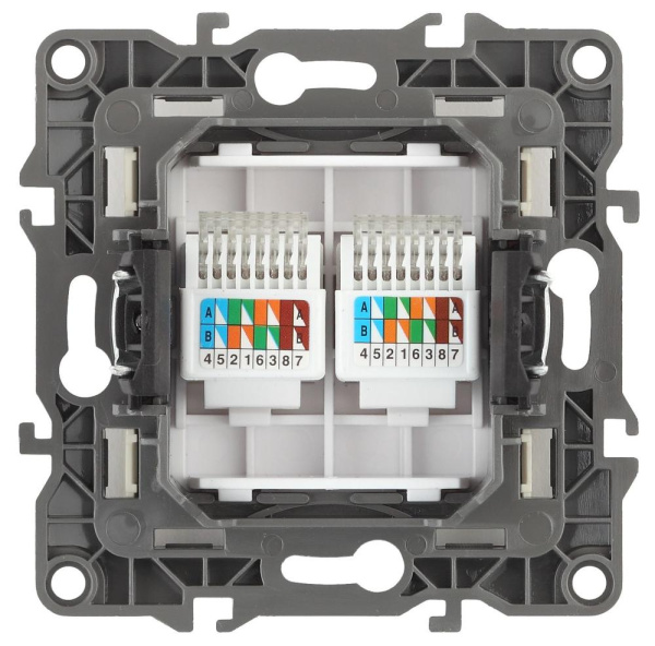 12-3108-04 ЭРА Розетка информационная двойная 2XRJ45, IP20, Эра12, шампань (10/100/2500)
