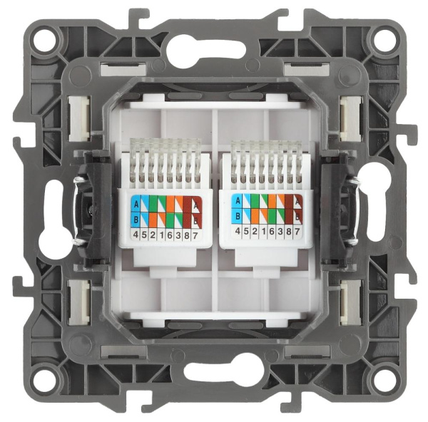 12-3108-13 ЭРА Розетка информационная двойная 2XRJ45, IP20, Эра12, бронза (10/100/2500)