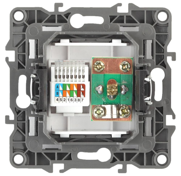 12-3110-12 ЭРА Розетка комбинированная RJ45+TV, IP20, Эра12, графит (10/100/3200)