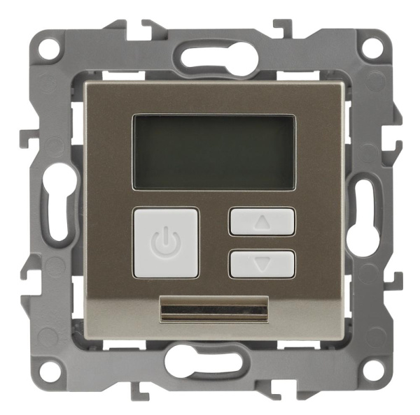 12-4111-04 ЭРА Терморегулятор универс. 230В-Imax16А, IP20, Эра12, шампань (6/60/1200)