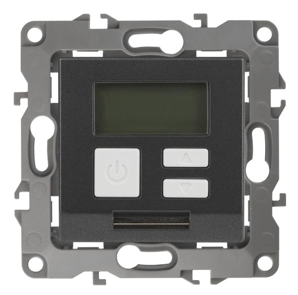 12-4111-12 ЭРА Терморегулятор универс. 230В-Imax16А, IP20, Эра12, графит (6/60/1200)