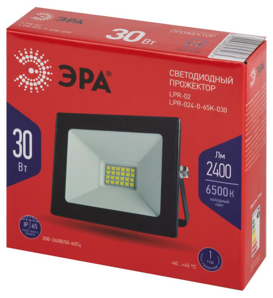 Прожектор светодиодный уличный ЭРА RED LINE LPR-024-0-65K-030 30Вт 6500К 2400Лм IP65