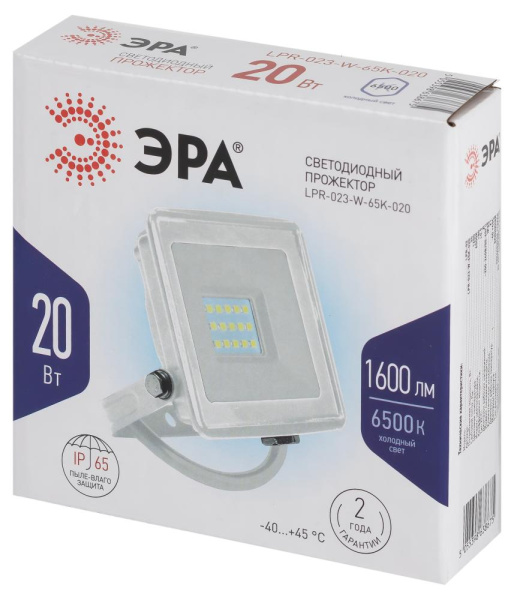 Прожектор светодиодный уличный ЭРА LPR-023-W-65K-020 20Вт 6500K 1600Лм IP65 белый
