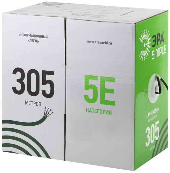 UL-4-PE-A  Кабель витая пара ЭРА SIMPLE U/UTP 4x2x24AWG Cat5e CCA PE OUTDOOR 305м