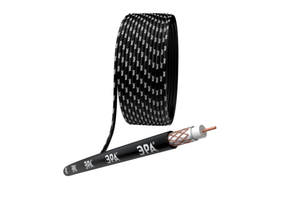 ЭРА Кабель коаксиальный RG-6U, 75 Ом, Cu/(оплётка Cu 64%), PE, цвет чёрный, бухта 305 м (2/24)