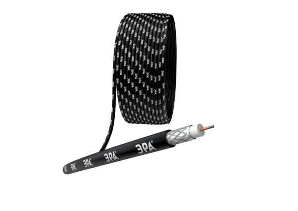 ЭРА Кабель коаксиальный RG-6U, 75 Ом, CCS/(оплётка Al 64%), PE, цвет чёрный, бухта 100 м, SIMPLE (6/144)