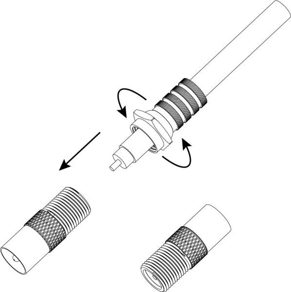 RS-A01-1  Переходник ЭРА SIMPLE RS-A01-1 гнездо F-штекер TV упаковка 1 шт
