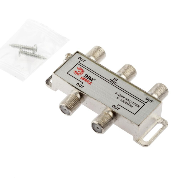 DS-F-03  Делитель ТВ ЭРА SIMPLE DS-F-03 4 ответвления под F разъём 5-1000 МГц упаковка 1 шт