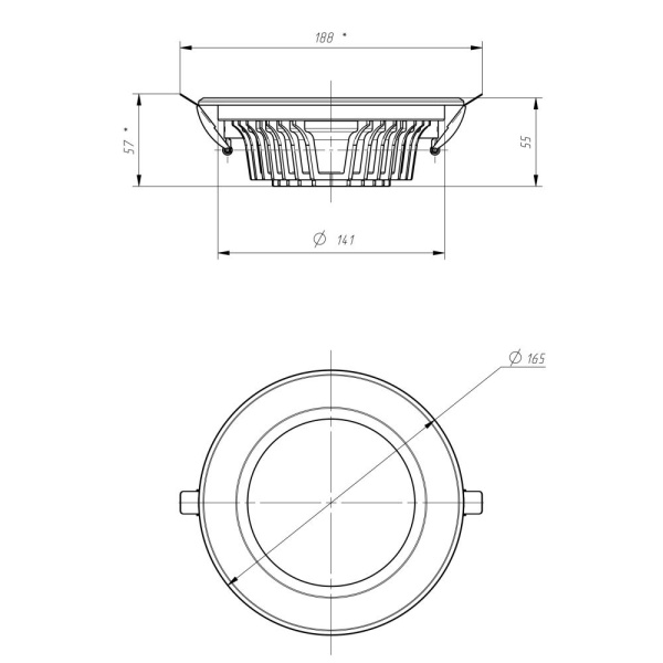 Светильник даунлайт светодиодный ЭРА SDL-10-90-30K-W20 встраиваемый круглый 20Вт 3000K 1800Лм D167х55 алюминий