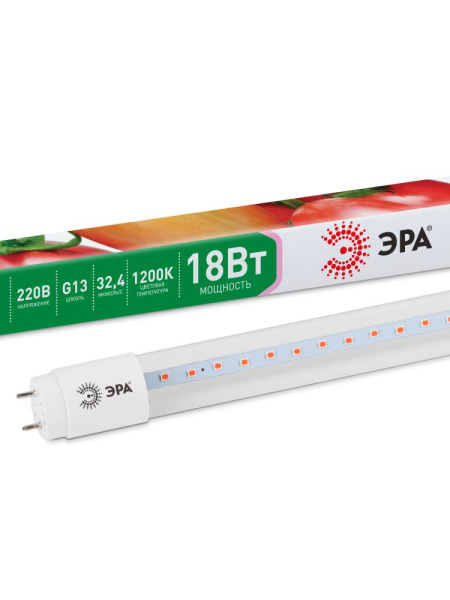 Фитолампа для растений светодиодная ЭРА FITO-18W-RB-Т8-G13-NL и мясных прилавков 18 Вт Т8 G13 красно-синего спектра