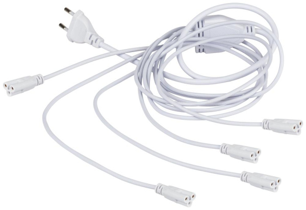 Разветвитель сетевой для фитолампы ЭРА FITO 5х IEC C5 (3-pin) 2 м для подключения 5 светильников
