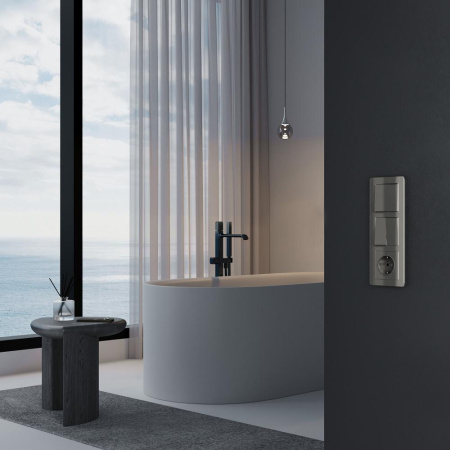 Перекрестный выключатель двухклавишный (графит акрил) W1123044