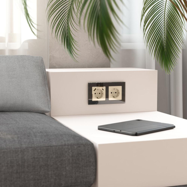 W1171043/ Розетка с заземлением (айвори акрил) W1171043