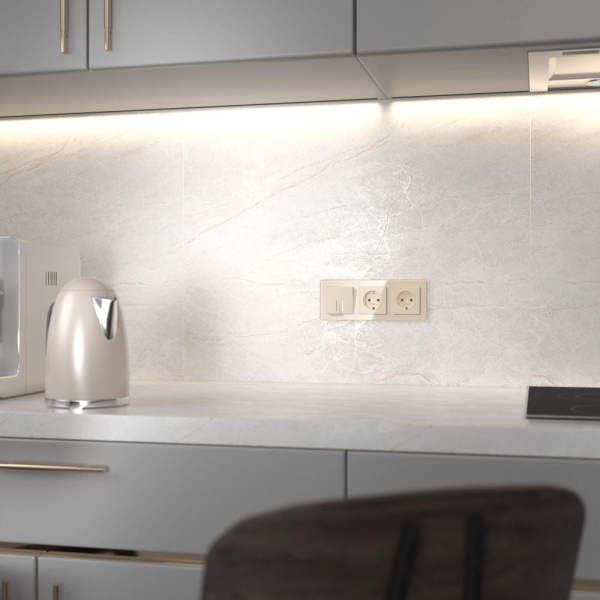 W1122143/ Выключатель двухклавишный проходной с подсветкой (айвори акрил) W1122143