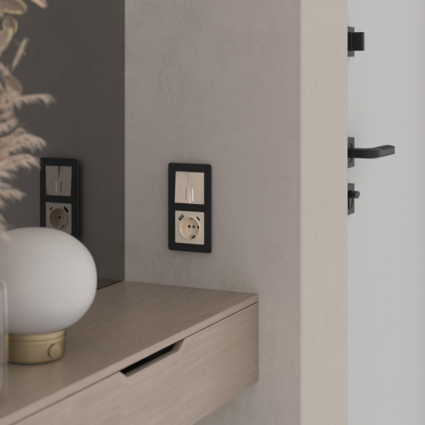 W1120143/ Выключатель двухклавишный с подсветкой (айвори акрил) W1120143