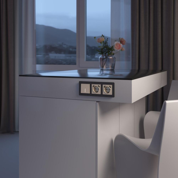 W1110143/ Выключатель одноклавишный с подсветкой (айвори акрил) W1110143