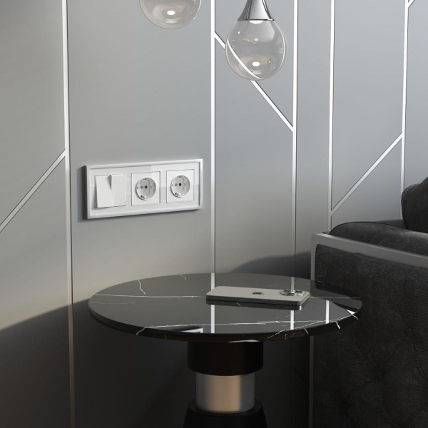 W1171141/ Розетка с заземлением и шторками (белый акрил) W1171141