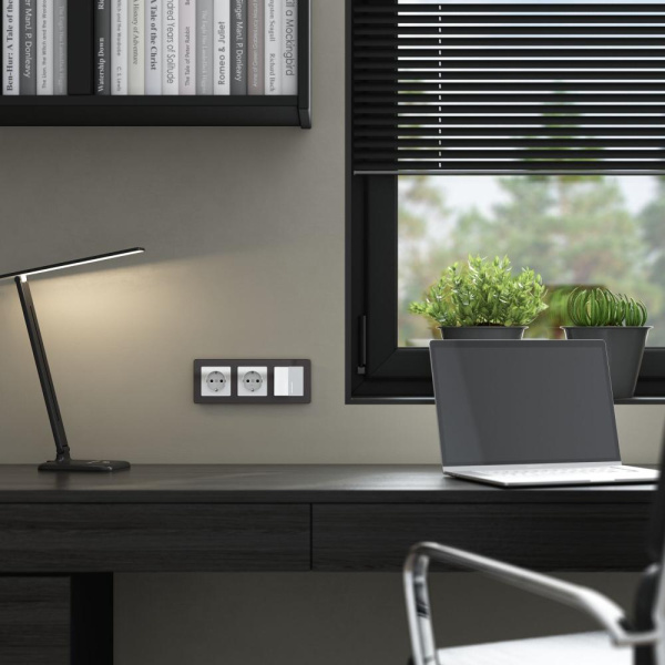 W1171141/ Розетка с заземлением и шторками (белый акрил) W1171141