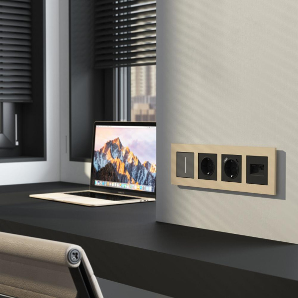 Рамка на 4 поста  AluMax (шампань) W0043511