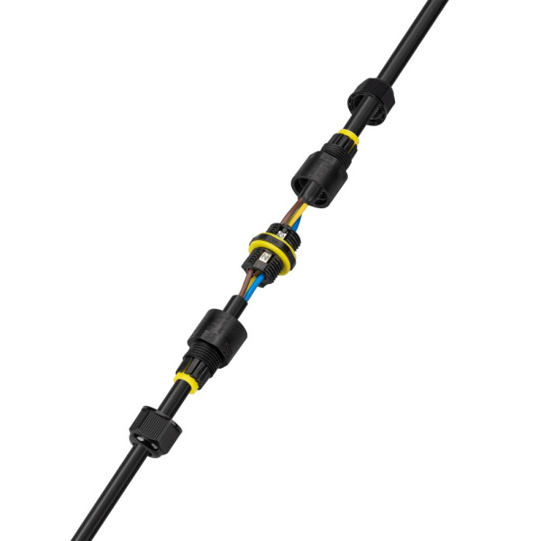 Коннектор прямой NEO-CON-I-3pin-BK (4-8mm, IP68) (Arlight, IP68 Пластик, 3 года)