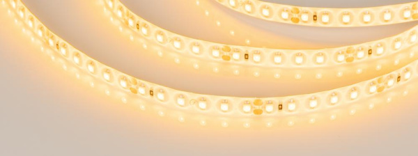 Лента RTW 2-5000SE 24V Yellow 2x (3528, 600 LED, LUX) (Arlight, 9.6 Вт/м, IP65)