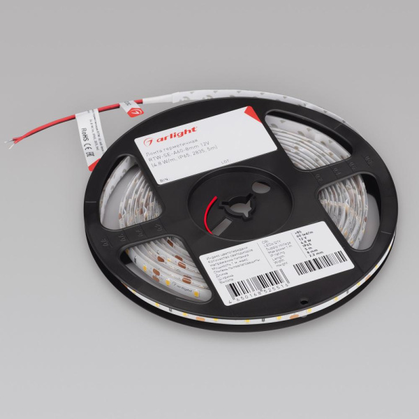 Лента герметичная RTW-SE-A60-8mm 12V Day4000 (4.8 W/m, IP65, 2835, 5m) (Arlight, -)
